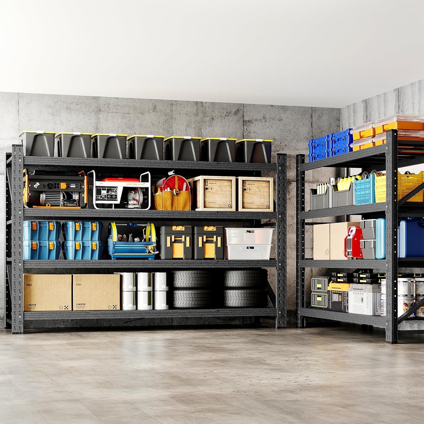 BYNSOE Heavy-Duty Metal Garage Shelving - Adjustable Storage Shelves, 5000lbs Capacity | 71" W x 24" D x 69" H