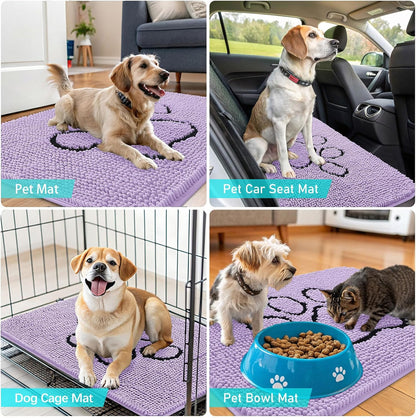 OLANLY Dog Door Mat - Absorbent Non-Slip Mud Mat for Paws | Quick Dry Chenille, 48x30, Lavender