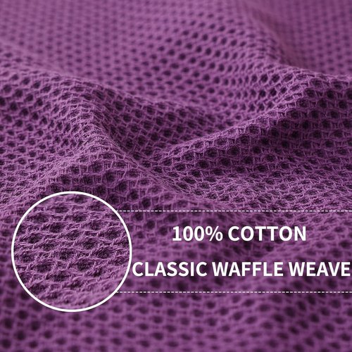 Homaxy 100% Cotton Waffle Weave Dish Cloths - Ultra Soft & Absorbent Quick-Drying Towels | 12x12 Inches, 6-Pack, Purple