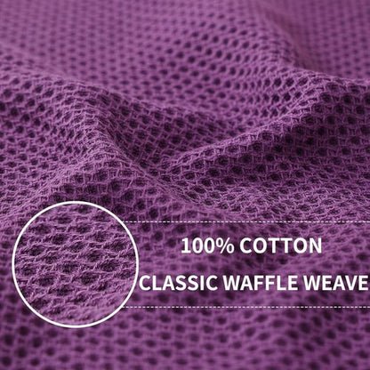Homaxy 100% Cotton Waffle Weave Dish Cloths - Ultra Soft & Absorbent Quick-Drying Towels | 12x12 Inches, 6-Pack, Purple