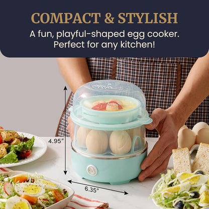 Elite Gourmet Easy Egg Cooker - Stainless Steel, Two-Tiered, 14-Egg Capacity, Auto Shut-Off | Mint