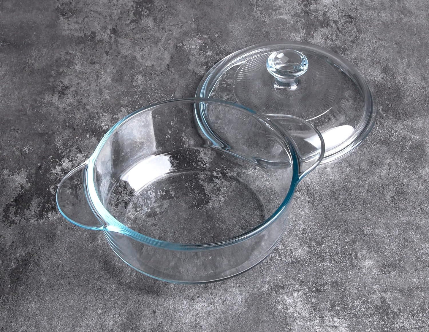 Skiennix Clear Round Glass Casserole - 1-Quart Baking Dish with Lid | Oven, Freezer & Dishwasher Safe