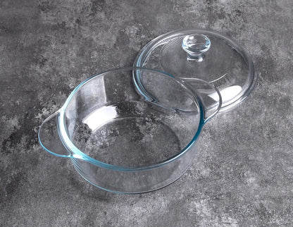 Skiennix Clear Round Glass Casserole - 1-Quart Baking Dish with Lid | Oven, Freezer & Dishwasher Safe