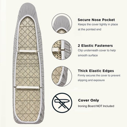 UniSimp Ironing Board Cover and Pad 18"x54" Extra Thick Natural Cotton, Scorch and Stain Resistant Iron Board Cover, Extra Large Iron Board Cover with Fasteners Heavy Duty Heatproof Elastic Edge Gray