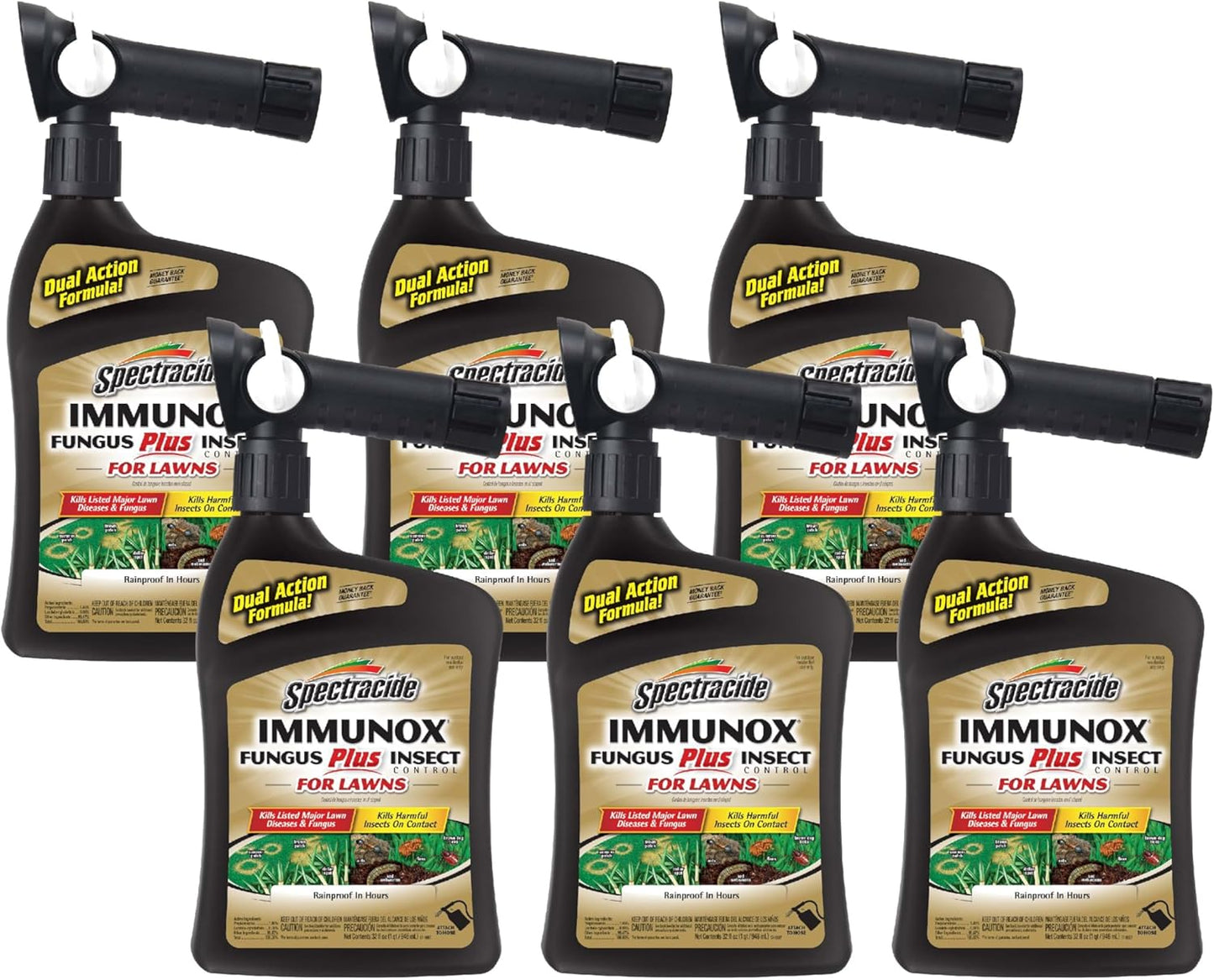 Spectracide Immunox Fungus Plus Insect Control - Dual Action Hose-End Concentrate, 32 Oz, 6 Pack