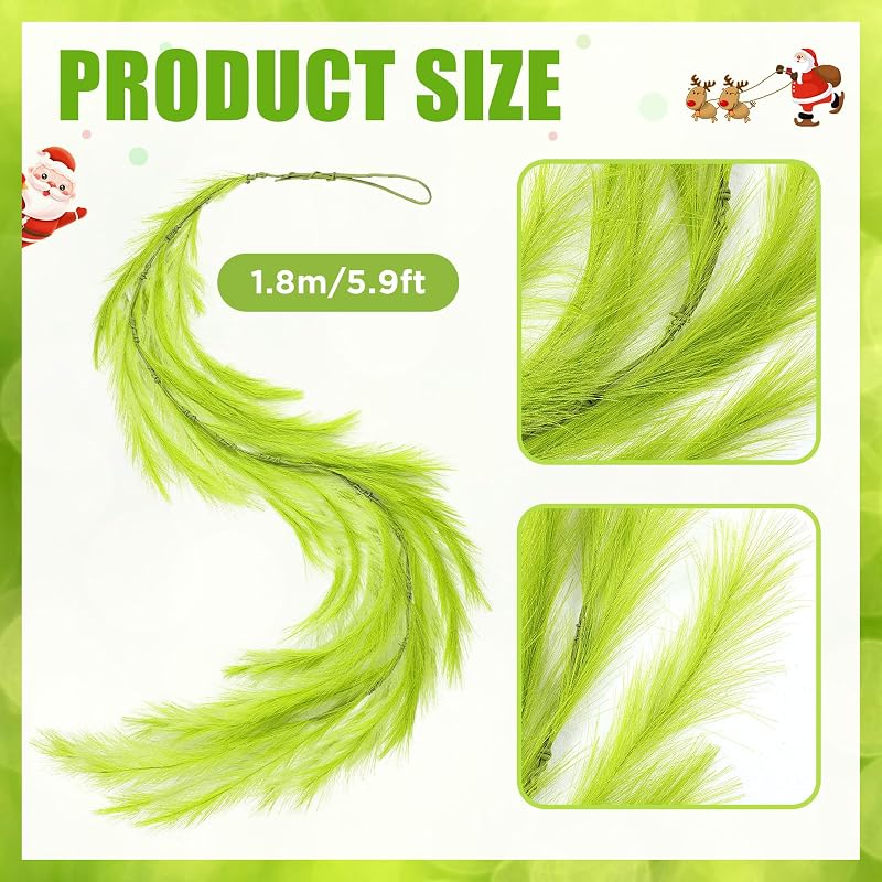 6 Ft Lime Green Pampas Grass Wreath Garland - Christmas Decor (Variation: Lemon Green+6 Ft)