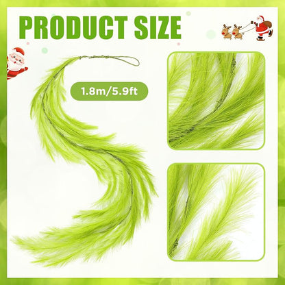 6 Ft Lime Green Pampas Grass Wreath Garland - Christmas Decor (Variation: Lemon Green+6 Ft)