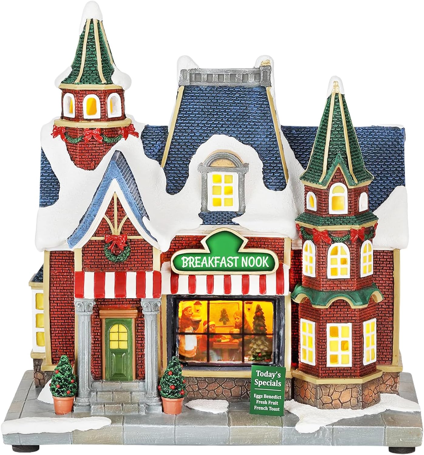 Moments In Time Lighted Christmas Village Building - LED Music & Battery Operated | Plays 8 Holiday Songs