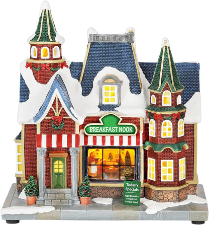 Moments In Time Lighted Christmas Village Building - LED Music & Battery Operated | Plays 8 Holiday Songs