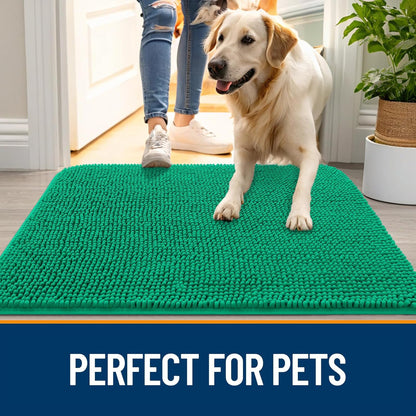 OLANLY Dog Door Mat - Absorbent Non-Slip Washable Doormat for Muddy Paws | 24x16 Emerald Green