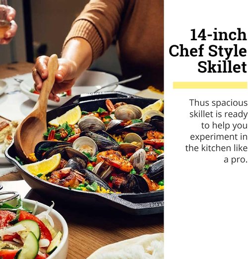 Lodge Chef Collection 14" Skillet - Premium Cast Iron Cookware for Perfectly Seared Meals