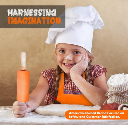 Perlli Kids Cooking Set - 31-Piece Real Utensils Gift for Junior Chefs | Safe Knife Set for Ages 6+ - Orange