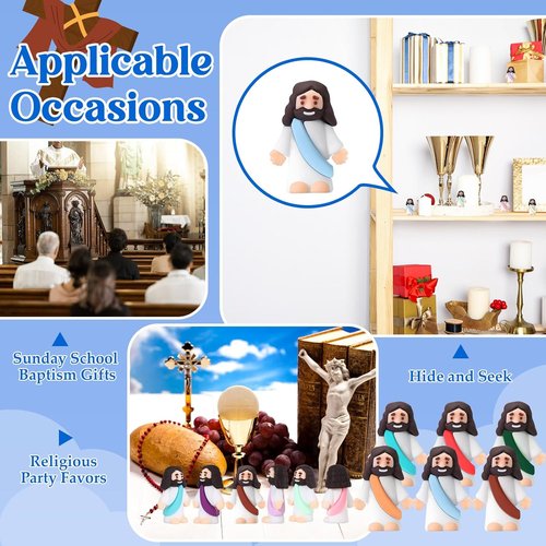 Bememo Mini Rubber Jesus Figures - 25 Pcs Original Design for Religious Party Favors & Baptism Gifts