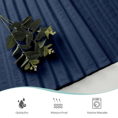 Aiyufeng Moga Navy Blue Fabric Shower Curtains for Bathroom - Blue Hotel Spa Polyester Cloth Bath Curtain with 12 Holes, 72x72, Machine Washable, Navy Blue