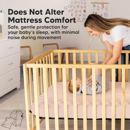 Skiennix 2-Pack Waterproof Crib Mattress Protector - Soft Quilted Cotton, 52" x 28", Machine Washable, Easy Fit (Mist Rose/Mavy)