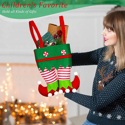 12 Pack Elf Boot Christmas Candy Bags – Felt Treat Bags for Gifts & Party Favors