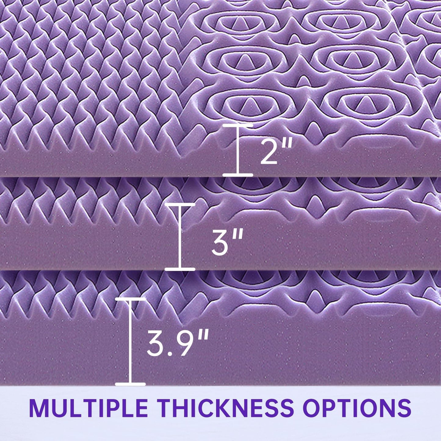 MUXHOMO 2 Inch 7-Zone Full Mattress Topper, Egg Crate Foam Mattress Topper Full Size for Back Pain, Lavender Cooling Gel Infused Bed Pad, CertiPUR-US and Oeko-TEX Certification (54"×75")