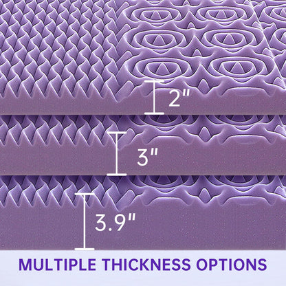 MUXHOMO 2 Inch 7-Zone Full Mattress Topper, Egg Crate Foam Mattress Topper Full Size for Back Pain, Lavender Cooling Gel Infused Bed Pad, CertiPUR-US and Oeko-TEX Certification (54"×75")