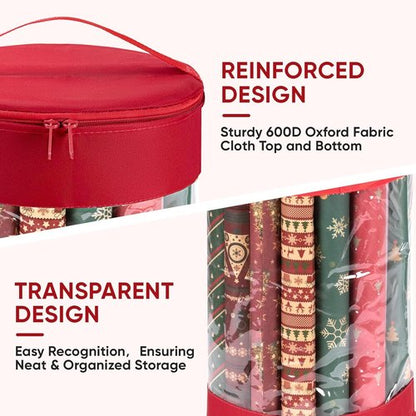 BALEINE Gift Wrapping Paper Organizer - Durable 600D Oxford Fabric Storage for 18-25 Rolls, Green (Pack of 2)