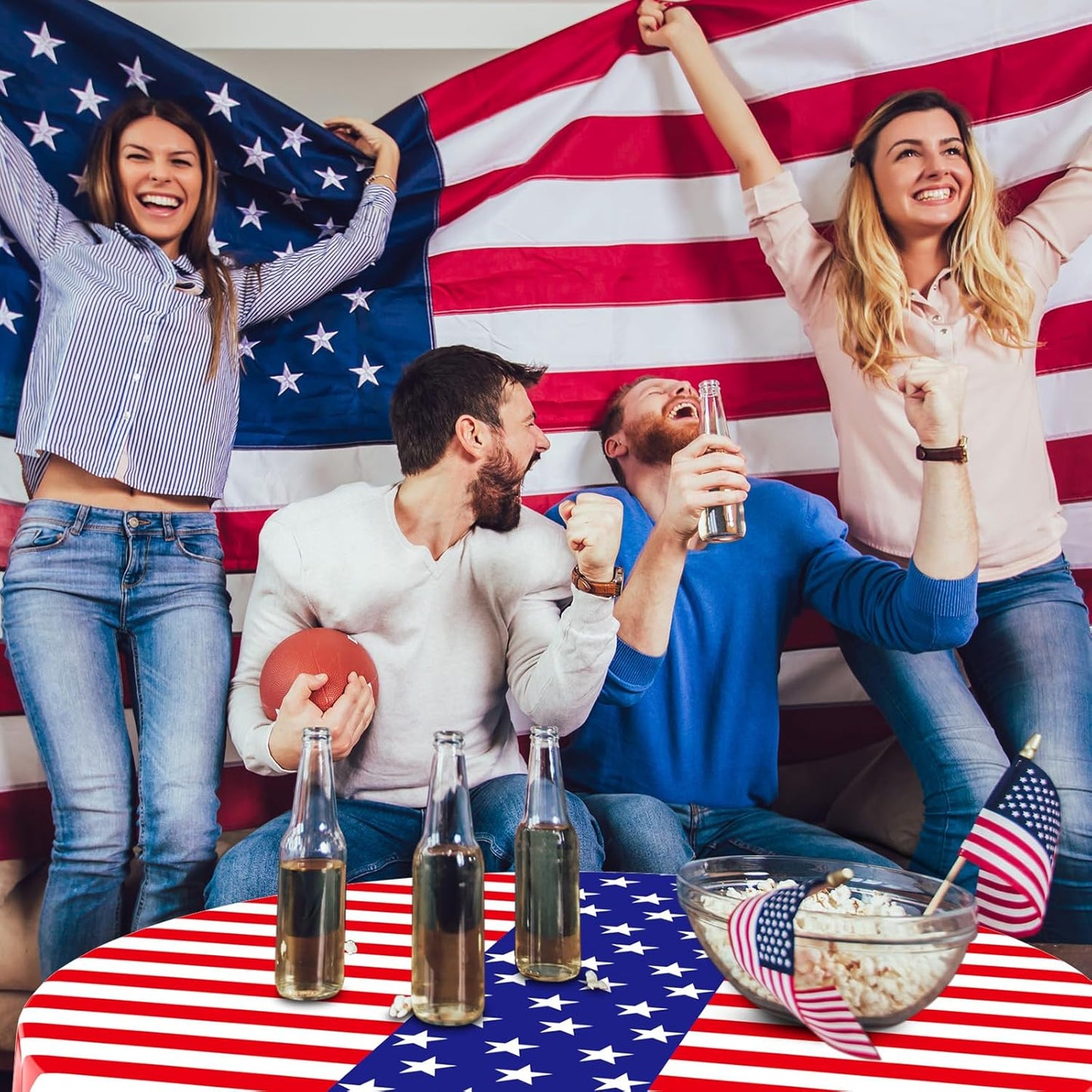 Oudain 6 Pcs American Flag Tablecloths - 84 Inch Disposable Patriotic Covers for Veterans Day & 4th of July