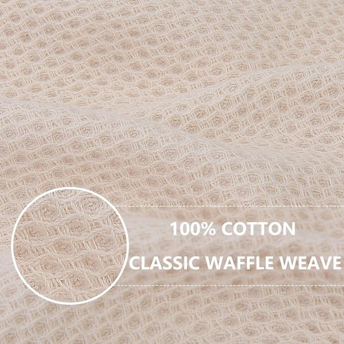 Homaxy 100% Cotton Waffle Weave Dish Cloths - Ultra Soft & Absorbent Quick-Drying Towels | 12x12 Inches, 24-Pack, Beige