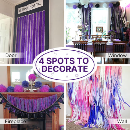 PartyWoo Purple Crepe Paper Streamers - 4 Pack of 328ft Dark Purple for Birthday & Baby Shower Decor