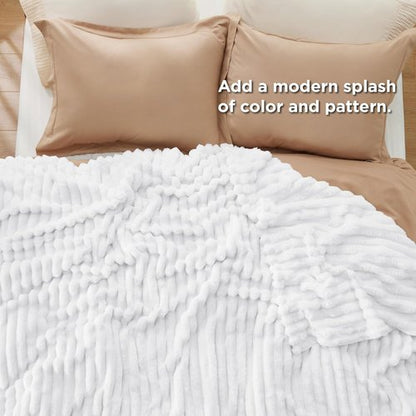 Bedsure GentleSoft California King Size Blanket - Cozy White Fleece Throw, 102x96 Inches, Perfect Gift for Women