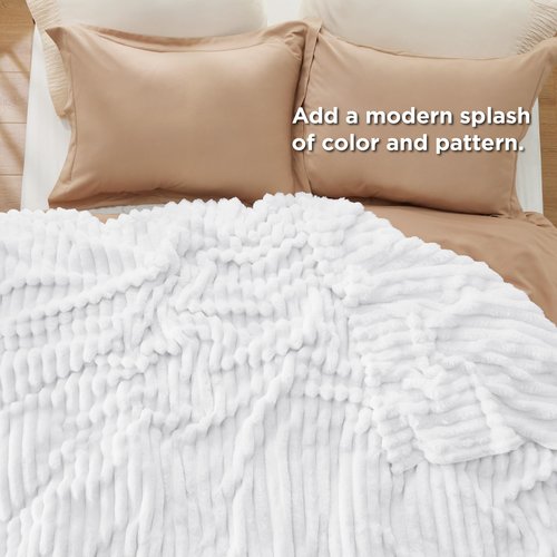 Bedsure GentleSoft White Full Blanket for Bed - Cozy Soft Blankets for Women, Cute Large Throws for Girls, Bright White, 84x90 Inches