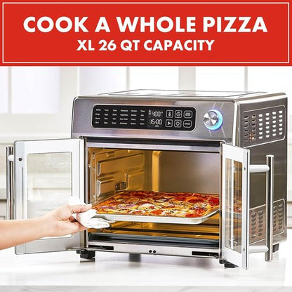 Emeril Lagasse Extra Large Air Fryer Toaster Oven - 24 Cooking Functions, 26QT Capacity, Stainless Steel Finish