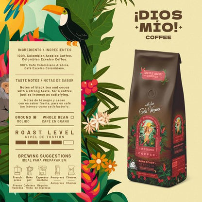 Dios Mio Coffee by Sofia Vergara, Dark Roast, Ground Premium Colombian Coffee, 12 Ounce Bag (Pack of 2)