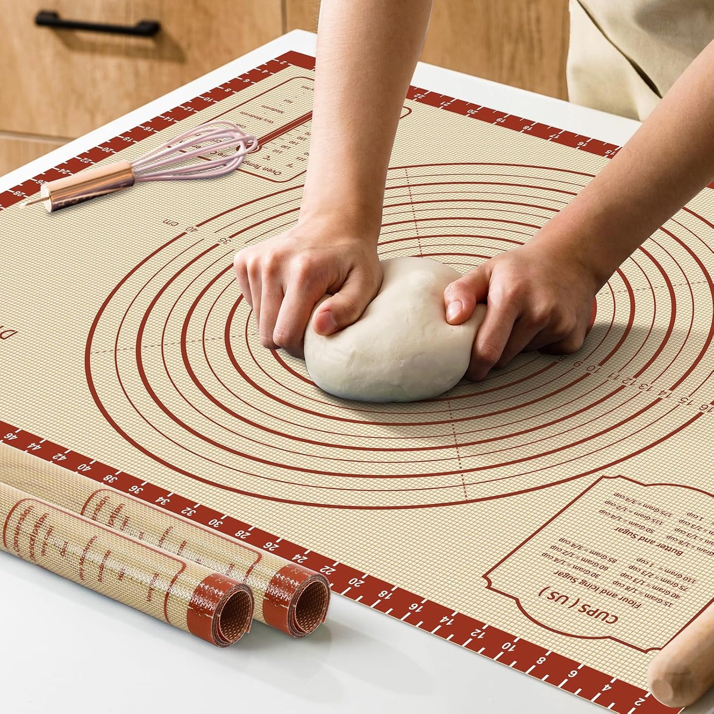 Silicone Baking Mat - Extra Thick Non-Stick Dough Rolling Sheet | 28" x 20" Reusable Food Grade Mat for Cookies, Macarons, Bread