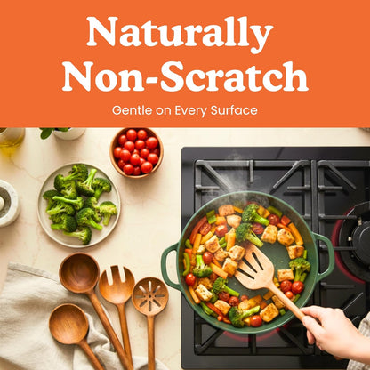 Non-Toxic Cooking Utensils - 6-Piece Wooden Utensil Set | Glue-Free, Natural Finish, Safe for Your Kitchen