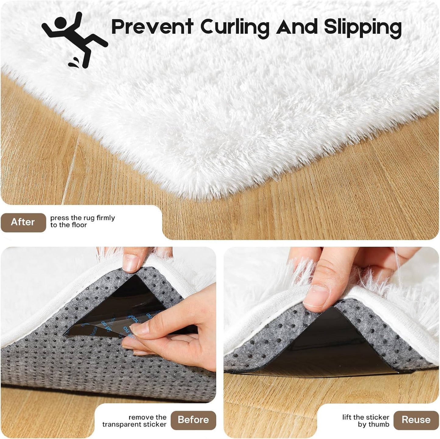 Skiennix Cream White Area Rug - Fluffy Soft Shag Carpet for Kids' Rooms | 2ft x 3ft Non-Slip Design