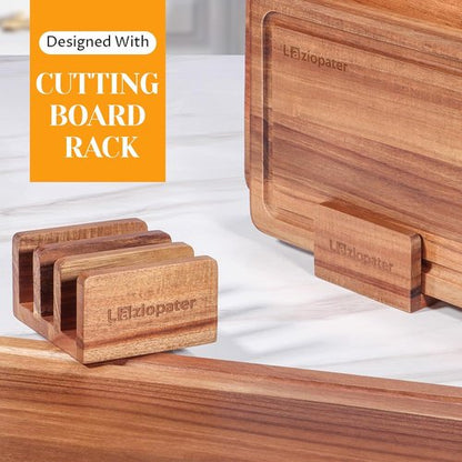 Acacia Wood Cutting Board Set - Durable Chopping Boards with Deep Juice Grooves & Built-in Handles | Set of 3