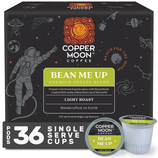 Copper Moon Single Serve Coffee Pods For Keurig K-Cup Brewers, Light Roast, Bean Me Up Blend, 36 Count