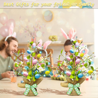 Skiennix Lighted Easter Egg Tree - 20'' Tabletop Decor with Timer | Artificial Centerpiece for Spring Home Decor
