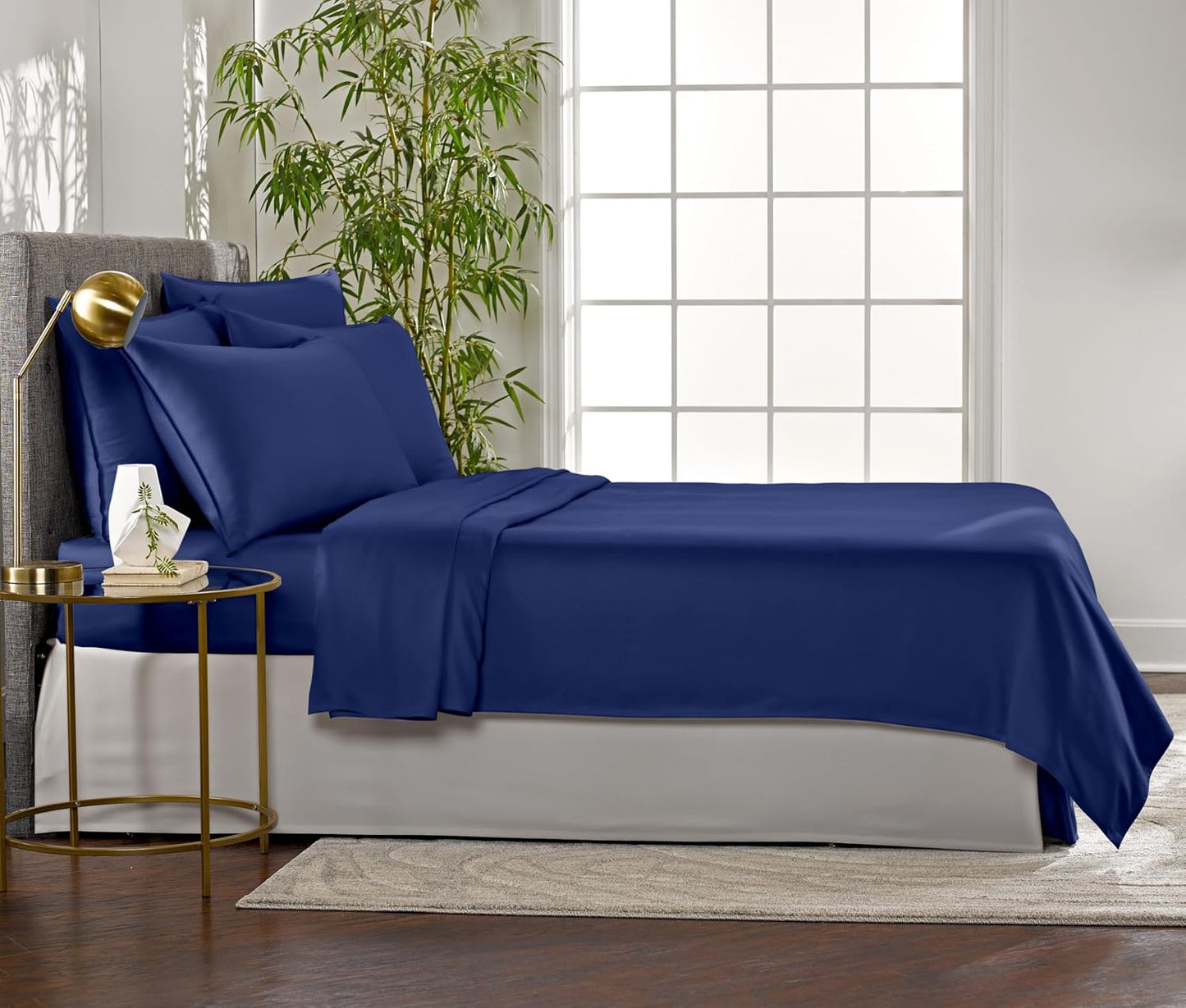 Pure Bamboo Full Bed Sheet Set - 100% Organic Viscose, Luxuriously Soft & Cooling | Cobalt Blue, Double Stitching