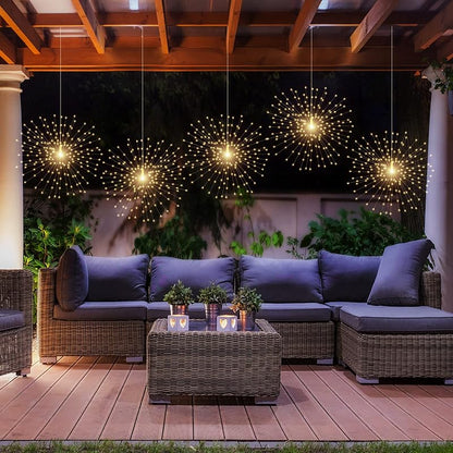 4 Pack 200 LED Firework String Lights - Warm White with Variation: Warm White+4x17 inch
