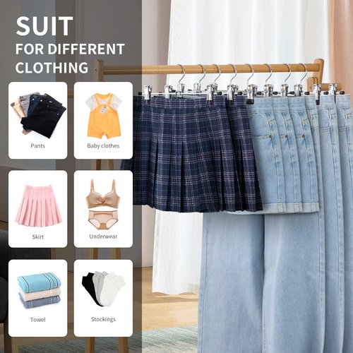 Cimlord 30 Pack Heavy-Duty Metal Pants Hangers - Non-Slip Clips for Skirts & Shorts | Black, 12 Inch