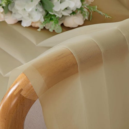 OWENIE Gold Sheer Curtains 84 Inch Length 2 Panels Set, Light Filtering Voile Fimly Sheer Drapes for Living Room/Bedroom, 2pcs, Gold Solid Rod Pocket Sheer Curtains, Each 42" W x 84" L