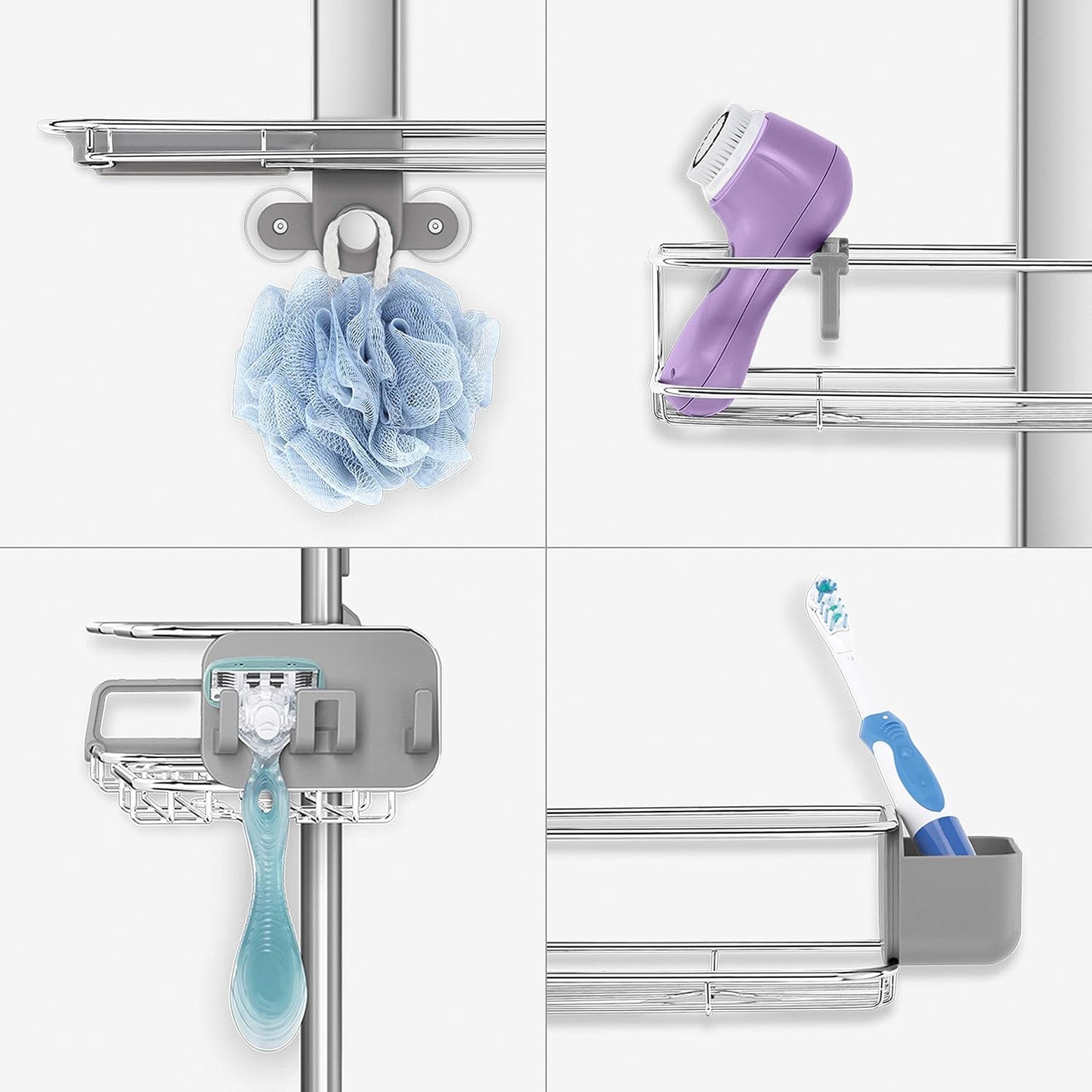 simplehuman Adjustable Shower Caddy XL - Durable Stainless Steel & Anodized Aluminum Design