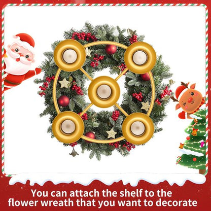 Advent Wreath Candle Holder Set - 5 Gold Taper Candles with Decorative Ring for Christmas Home Decor