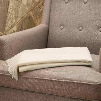 CUDDLE DREAMS Cashmere Throw Blanket - Luxuriously Soft with Fringe | Elegant Ivory Color