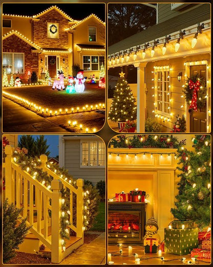 C9 Christmas Lights - 88FT 110LED Waterproof String Lights with 8 Modes | Warm White Outdoor Decor