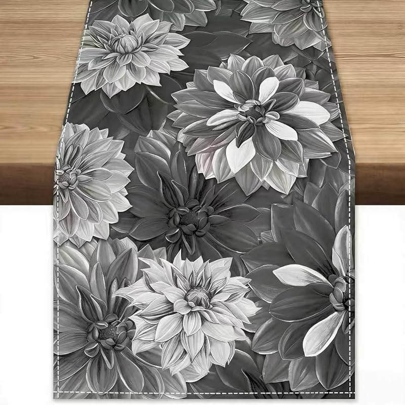 OYIMUA Grey Chenille Table Runner 13x72in - Waterproof, Heat-Resistant