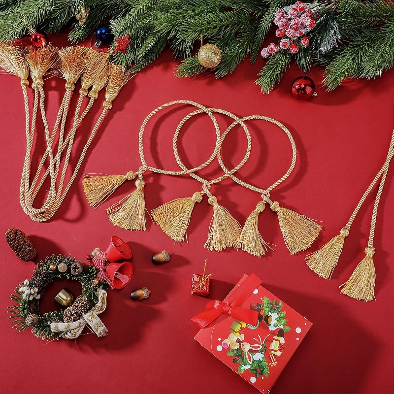 Christmas Garland Ties with Tassels 24in - 15 Pcs, Gold (Variation: Gold+15)