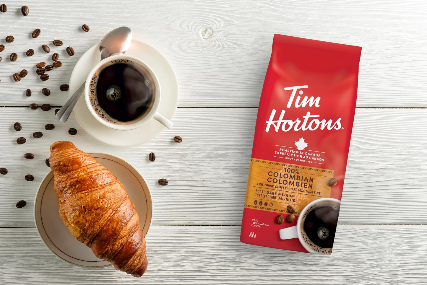 Tim Hortons 100% Colombian Dark Medium Roast Fine Grind Coffee 300g