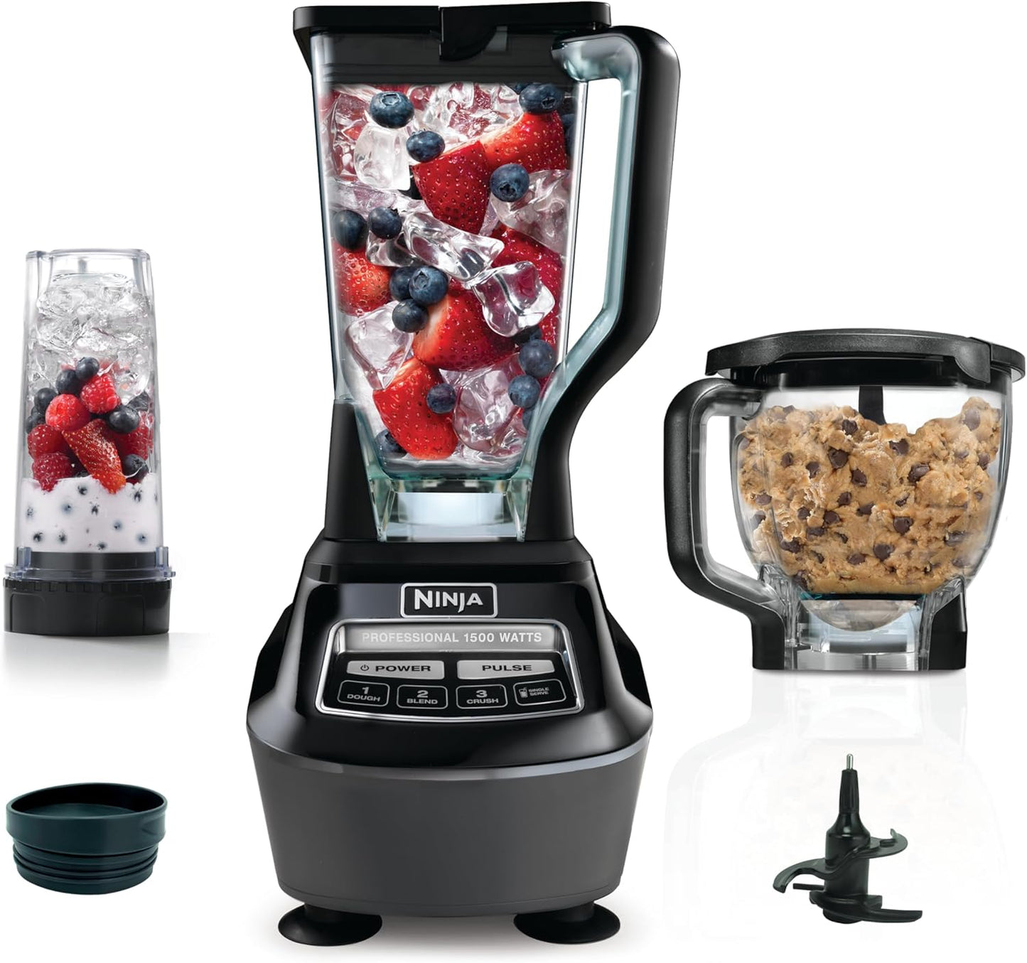 Ninja Kitchen System - All-in-One Food Processor & Blender for Smoothies | Includes Pitcher, Travel Cup & 8-Cup Bowl | Perfect for Salsa, Dough, Shakes & Frozen Drinks | 120 Volts | Black | BL770AMZ