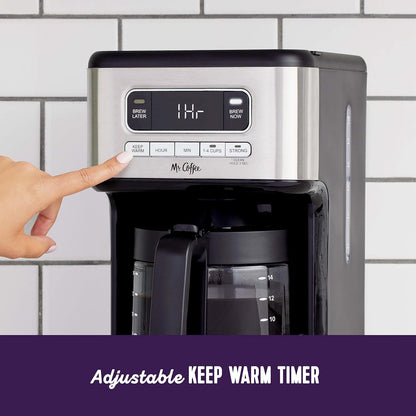 Mr. Coffee 14-Cup Programmable Coffee Maker - Stainless Steel Design for Easy Brewing