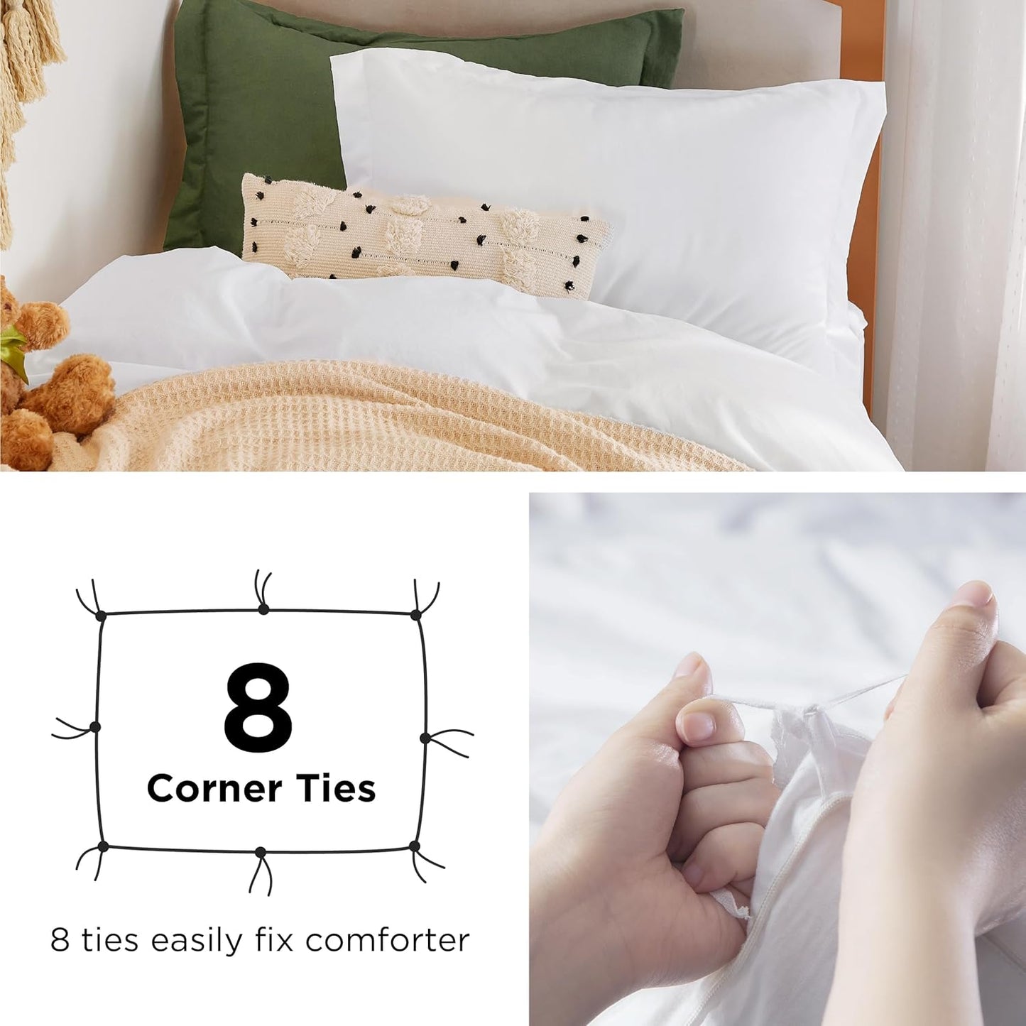 Bedsure Duvet Cover Set - Extra Soft Prewashed Cotton-Like Polyester | Twin/Twin XL, White, 2 Pieces